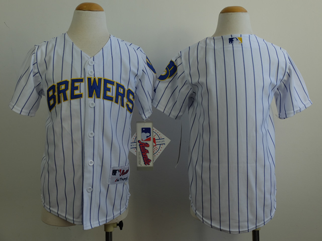 Youth Milwaukee Brewers Blank White stripe MLB Jerseys->milwaukee brewers->MLB Jersey